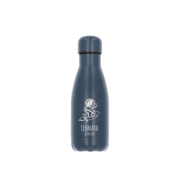 Trinkflasche für Kinder personalisiert aus Edelstahl in navy blau (260 ml)