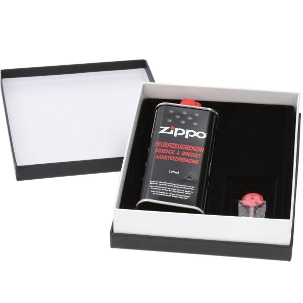 Zippo Geschenkbox mit original Feuerzeugbenzin und Feuersteinen